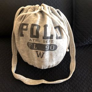 Ralph Lauren Polo Heather Gray Sweatshirt Drawstring Purse - RARE!